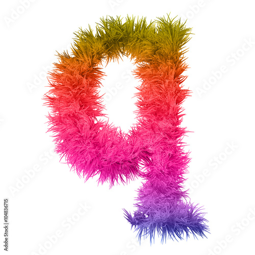 Conceptual 3D abstract colorful hair or fur isolated