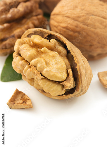 walnuts on white background