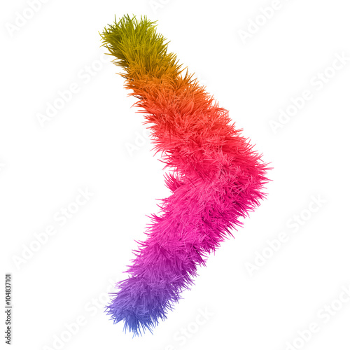 Conceptual 3D abstract colorful hair or fur isolated