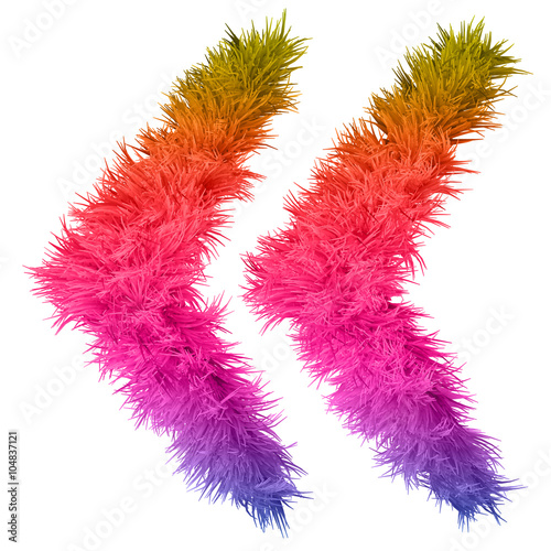 Conceptual 3D abstract colorful hair or fur isolated