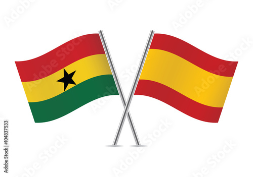Free Download Ghanaian and Spanish flags. Vector illustration. - GFXLoad