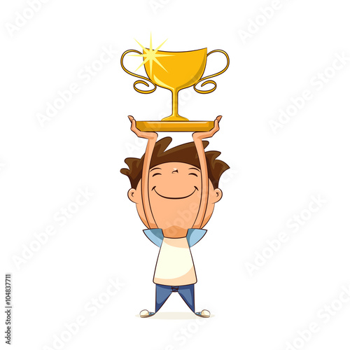 Child holding trophy