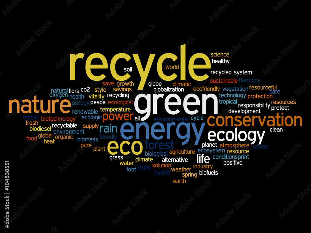 Conceptual ecology word cloud isolated