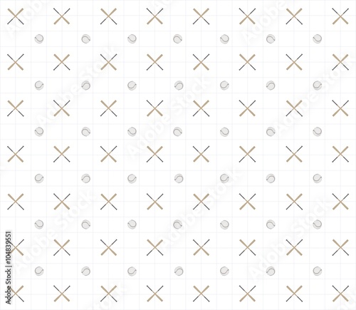 Pattern baseball in 3D. Style a vintage on a white background