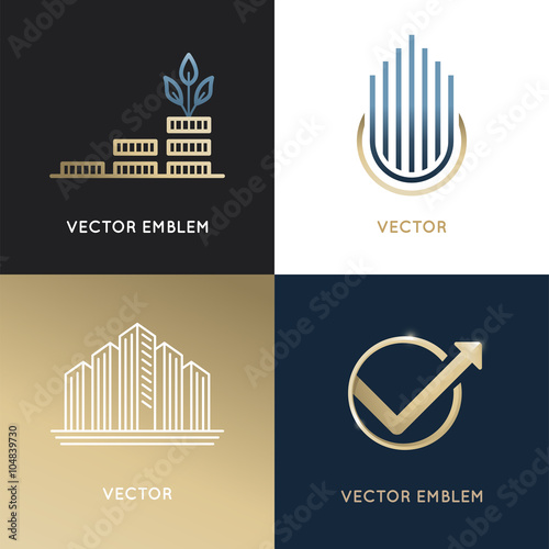 Vector set of logo design templates and emblems photo