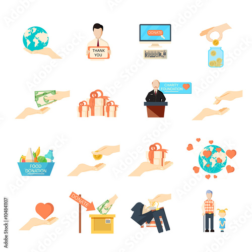 Charity icons set