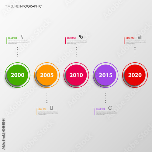Time line info graphic with colorful design circles template
