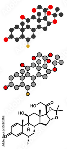 Flunisolide corticosteroid drug molecule.