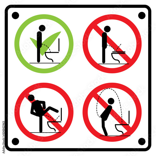 Toilet rules stickers set