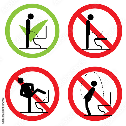 Toilet rules stickers set