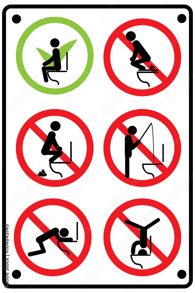 Toilet rules stickers set Toilet rules stickers set