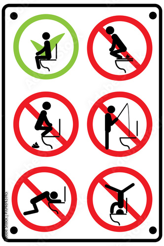 Toilet rules stickers set