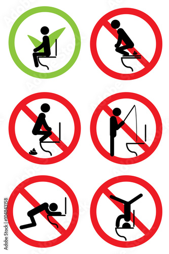 Toilet rules stickers set