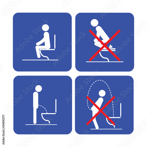 Toilet rules stickers set