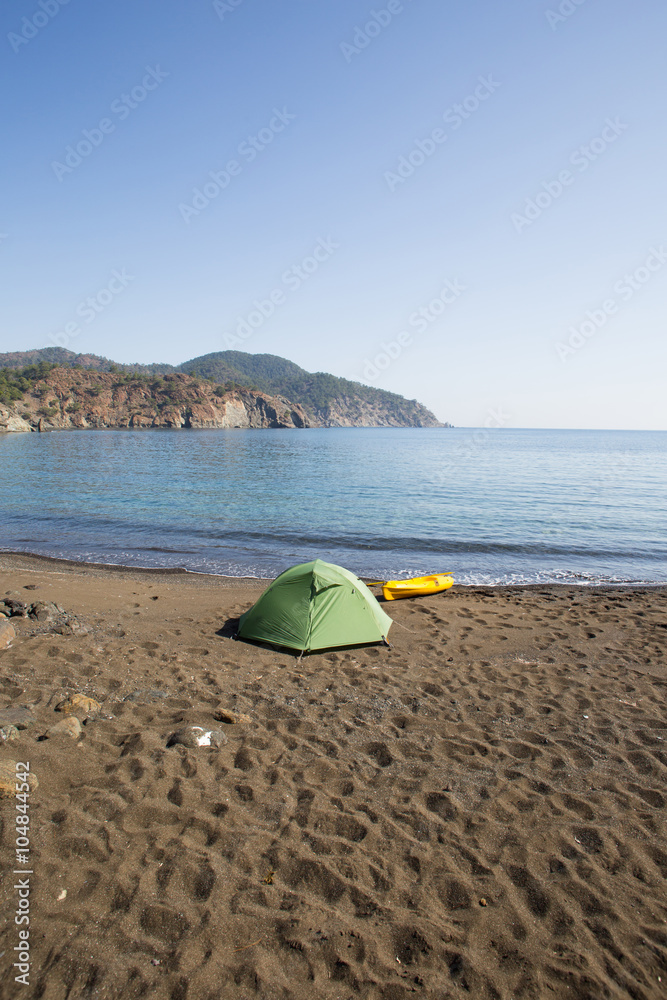Camping on the beach.