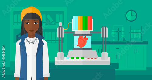 Woman with three D printer.