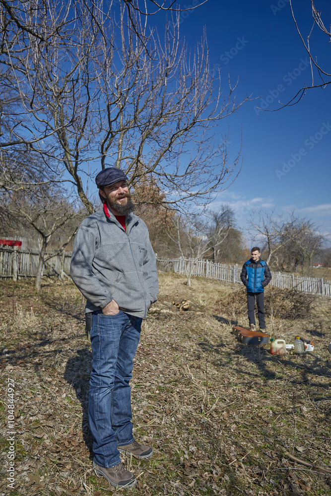 Naklejka premium Young farmers
