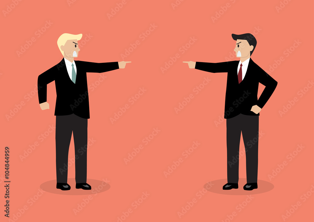 Two angry businessman are shouting on each other