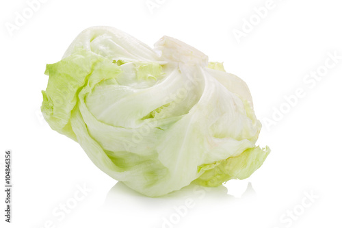 Green Iceberg lettuce on White Background