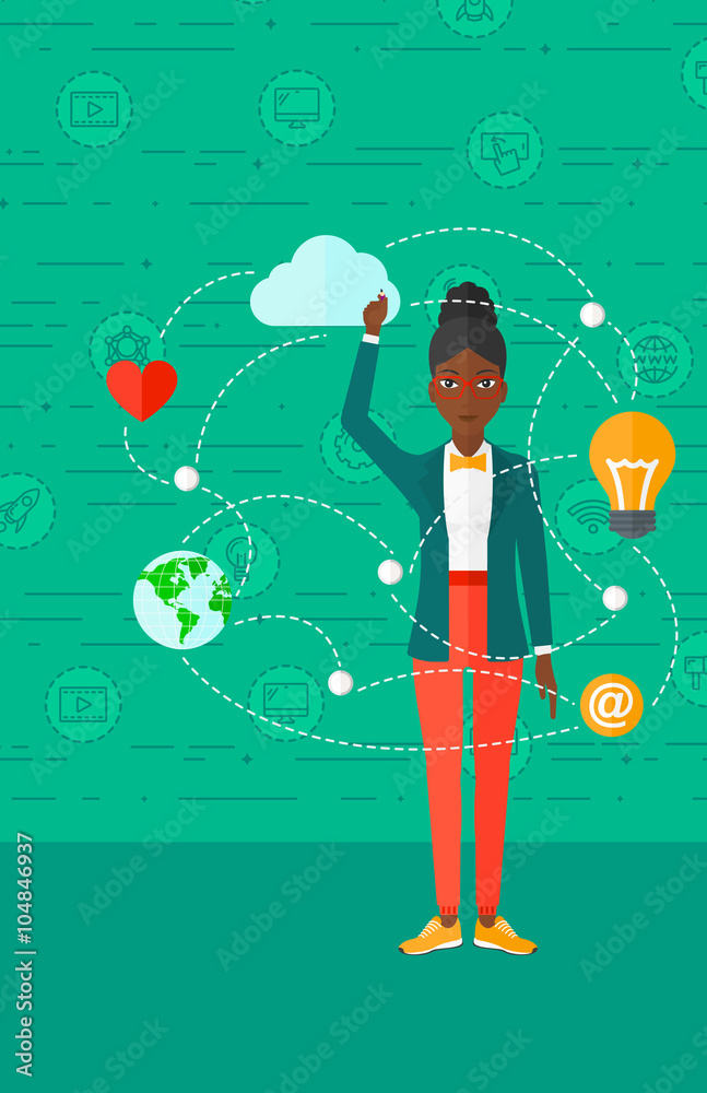 Business woman and cloud computing. Business woman and cloud computing.