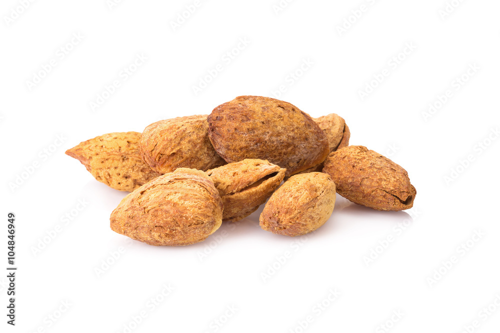 almonds on white background almonds on white background