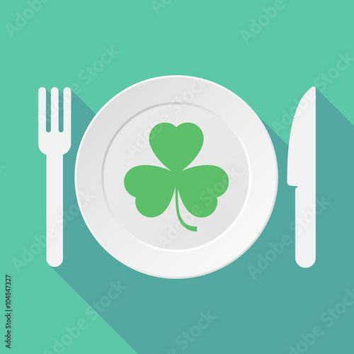 Long shadow tableware illustration with a clover
