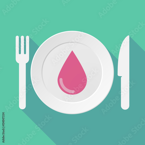 Long shadow tableware illustration with a blood drop