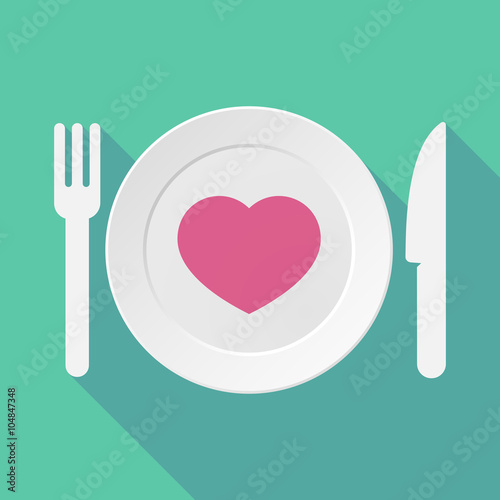 Long shadow tableware illustration with a heart