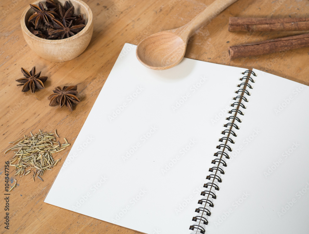 Blank white menu paper background and Spicy herb ingredient Blank white menu paper background and Spicy herb ingredient