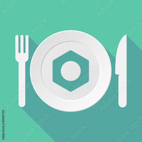 Long shadow tableware illustration with a nut