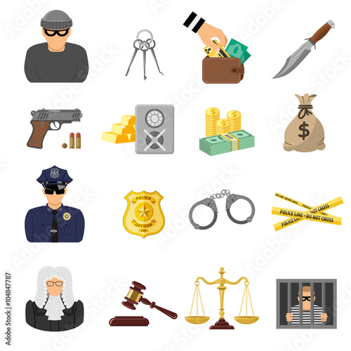 Crime and Punishment Flat Icons