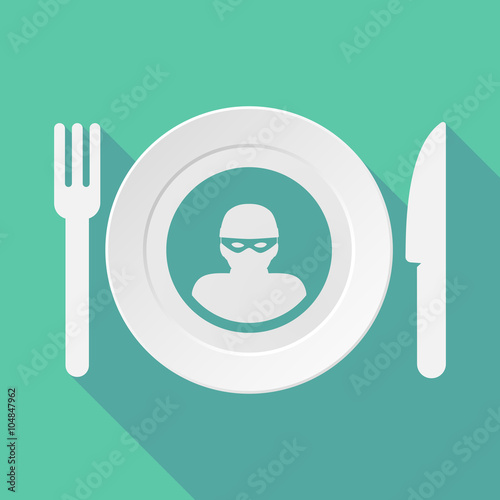 Long shadow tableware illustration with a thief