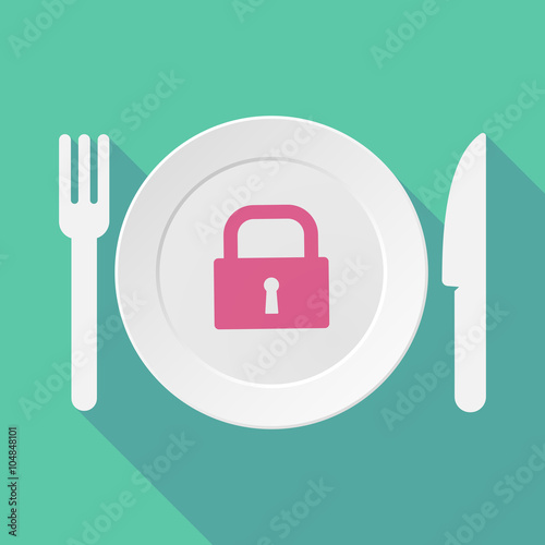 Long shadow tableware illustration with a closed lock pad