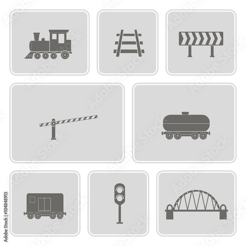 monochrome set with railroad icons for your design