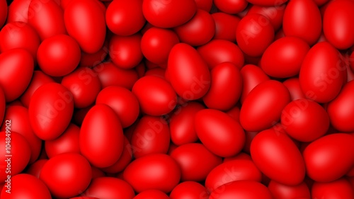 Red painted Easter eggs background.