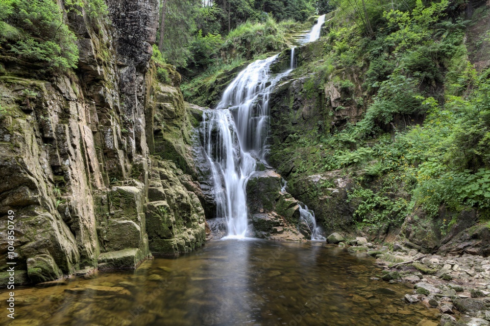 Obraz premium Kamienczyk waterfall in the mountains, Karkonosze, Giant Mountains