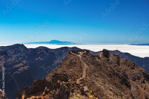 Tenerife and La Gomera view from the highest peak of La Palma (Roque de los Muchachos), Spain