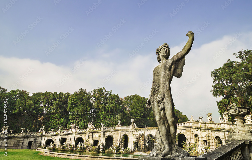  Caserta Royal Palace and his gardens - statue in front of the fountain of the gardens.