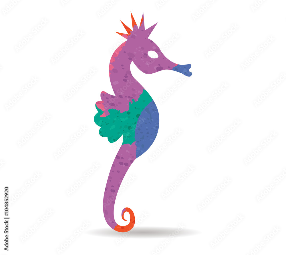 seahorse drawn painted icon vector