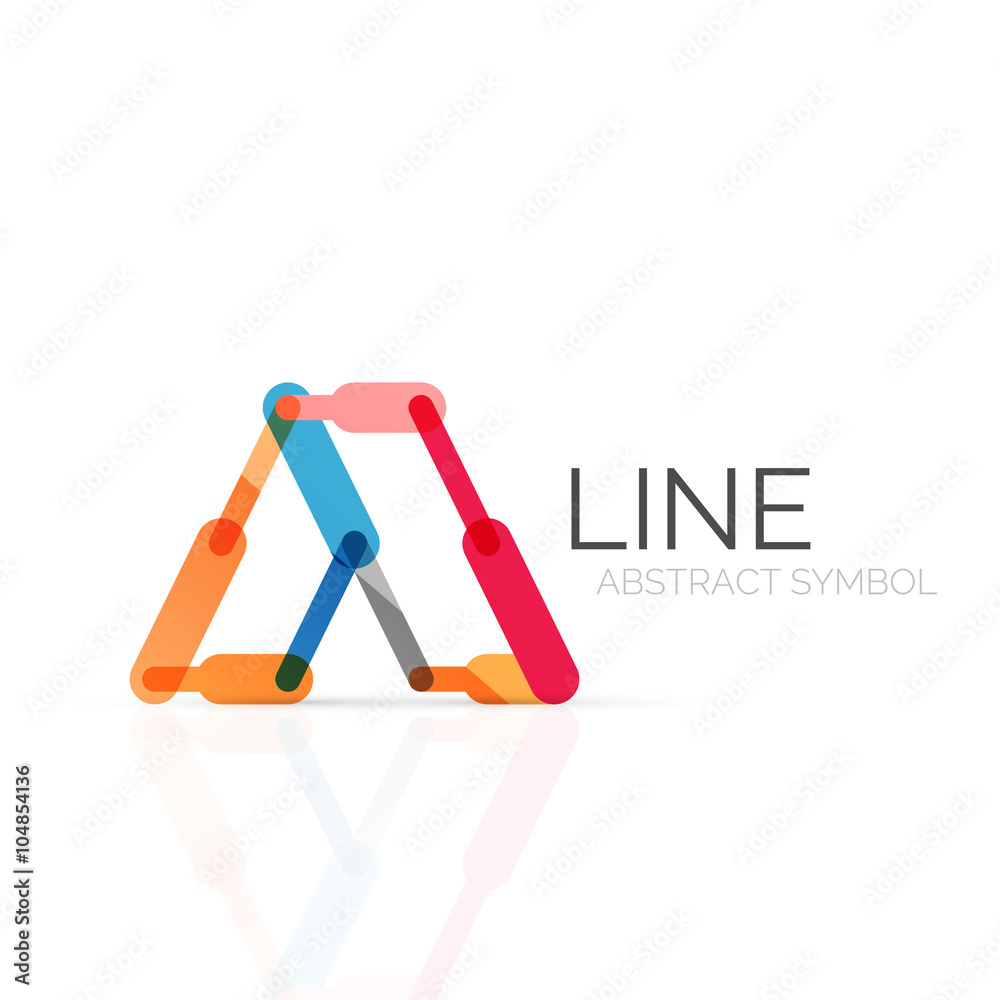 Linear abstract logo, connected multicolored segments of lines geometrical figure Linear abstract logo, connected multicolored segments of lines geometrical figure