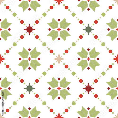 Vector seamless pattern of geometric snowflakes. Nordic pattern