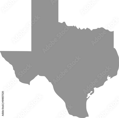 Texas map in gray on a white background