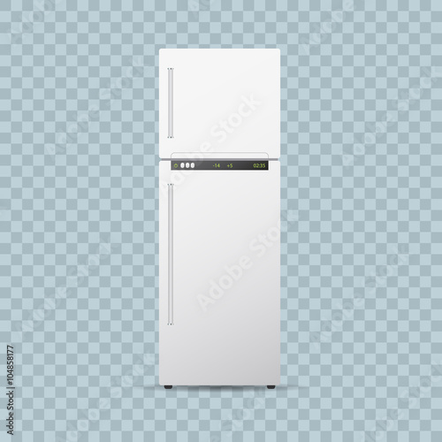 Fridge or freezer on transparent background.. Editable realistic vector illustration.