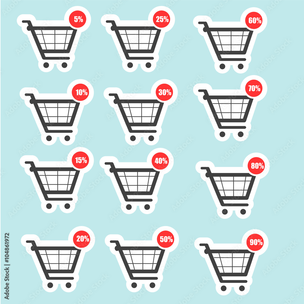 Shopping cart sale icons Shopping cart sale icons