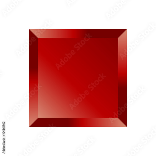 Obraz na plátne Red Beveled Square Button