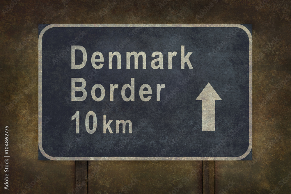 Denmark border 10 km roadside sign illustration Denmark border 10 km roadside sign illustration