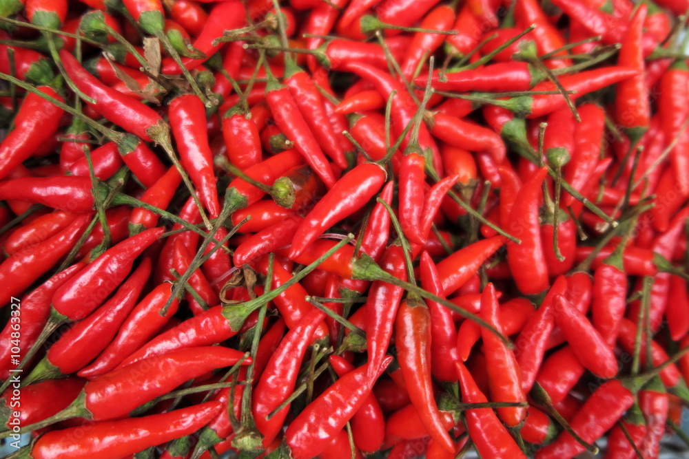 Chili peppers (Capsicum frutescens) on the Asian market