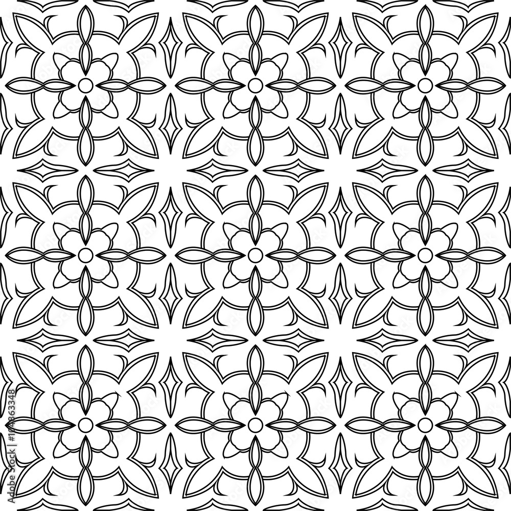 Fototapeta premium Vector seamless pattern background in black and white.