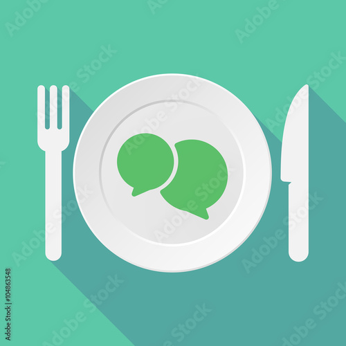 Long shadow tableware illustration with  comic balloons
