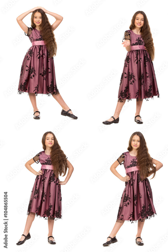 Long haired girl of six years in a summer dress Long haired girl of six years in a summer dress